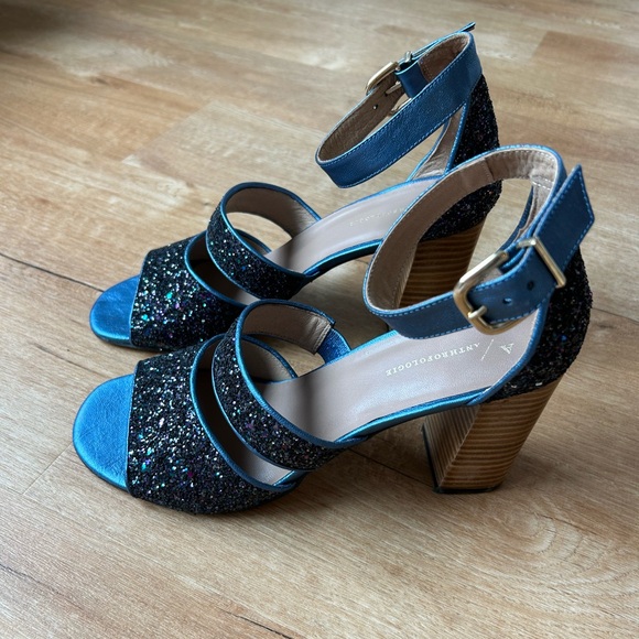 NWOT Anthropologie sparkly blue heels - Picture 8 of 10